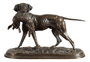Antique Bronze Hunting Dog by Pierre-Jules Mène, 1870
