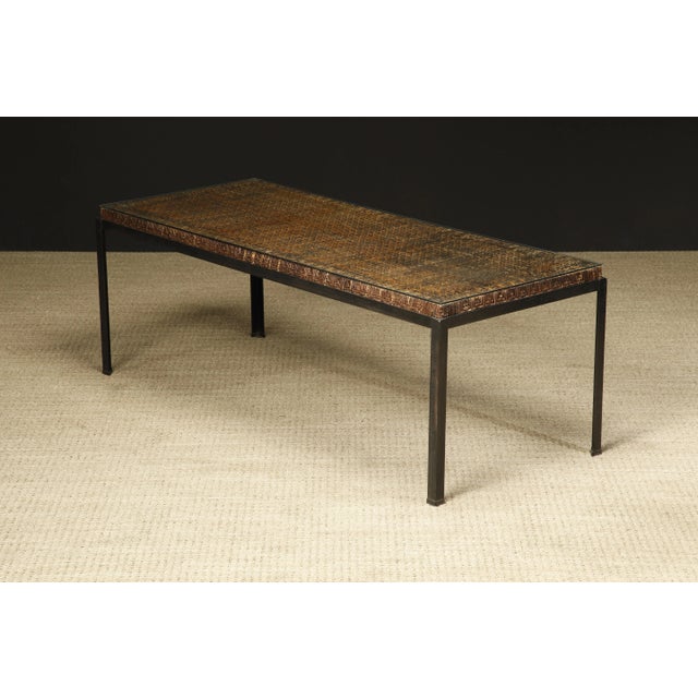 Caned Dining Table by Danny Ho Fong for Tropi-cal in Iron and Rattan, c 1960s For Sale - Image 11 of 12