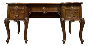 Antique Curved Provençal Desk in Carved Walnut, 1880