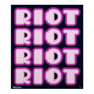 Ben Eine, Riot (Purple / Navy Ground), Rare Large Hand Signed Screen Print, 2015