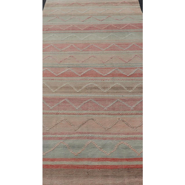 Multicolored Vintage Gallery Turkish Large Kilim Rug With Stripe Design For Sale In Atlanta - Image 6 of 12
