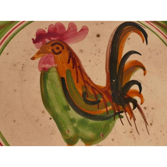 Ceramic 19th Century Swedish Folk Art Milk Bowl with Rooster Motif For Sale - Image 7 of 10