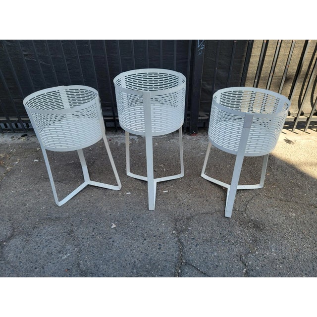 1970s Mid Century Modern White Metal Baskets - Set of 3 For Sale - Image 9 of 18