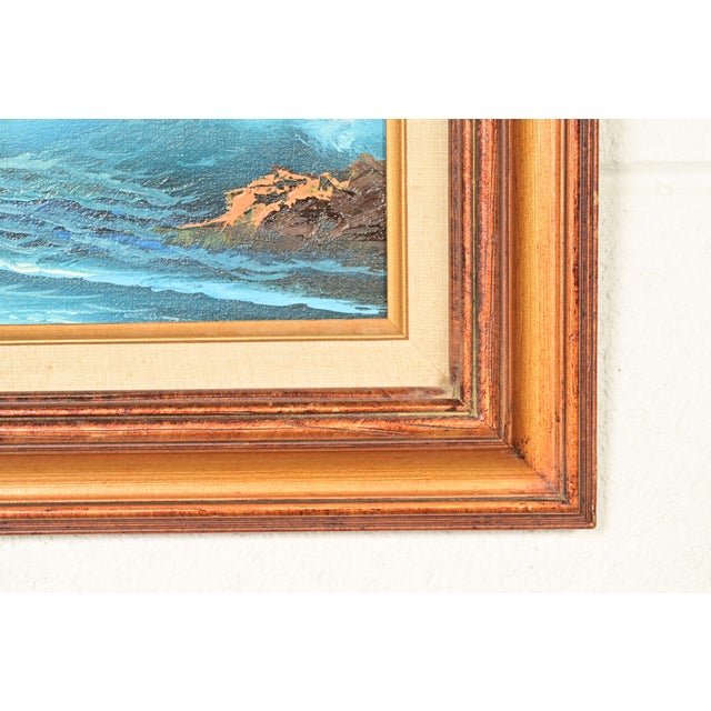 Original Signed A. Kirkham Framed Oil Painting on Canvas of Crashing Waves For Sale - Image 12 of 15