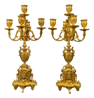 French Neoclassical Bronze Candelabras, 1920s, Set of 2