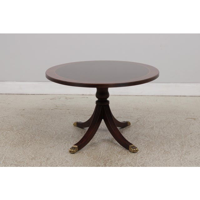 2000 - 2009 Henkel Harris Oval Elliptical Mahogany Inlaid Coffee Table For Sale - Image 5 of 12