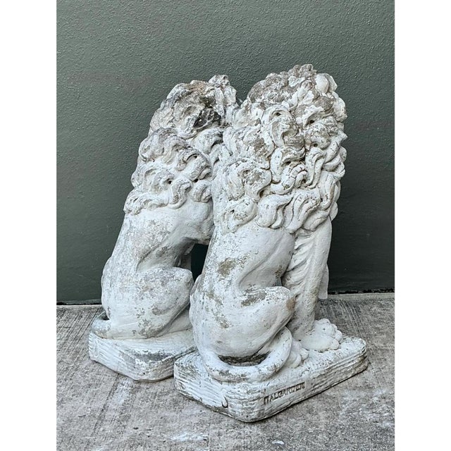 Vintage Italian Cast Cement Lion Statues - A Pair For Sale In West Palm - Image 6 of 12