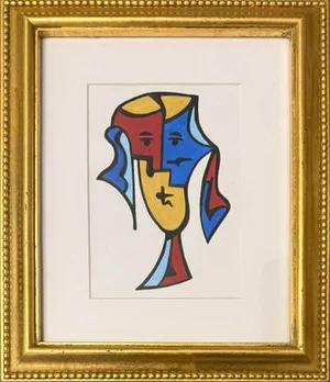 Original Contemporary Abstract Framed Portrait Painting