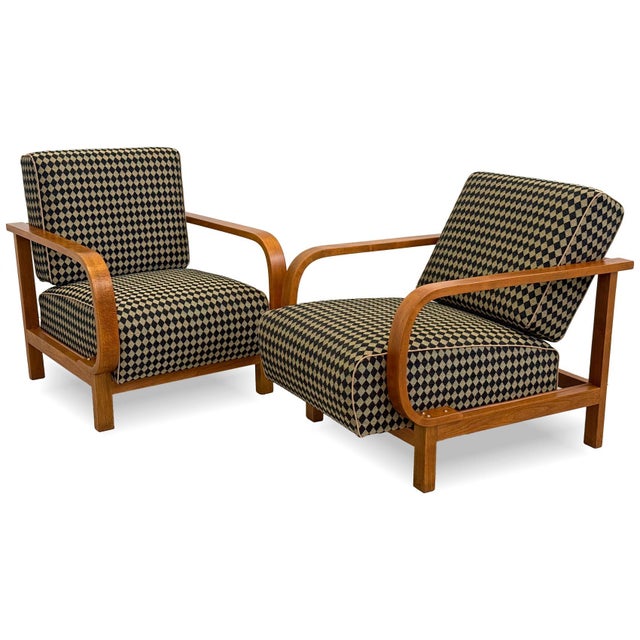Art Deco Reclining Armchairs from Fischel, 1930s, Set of 2 For Sale - Image 4 of 10