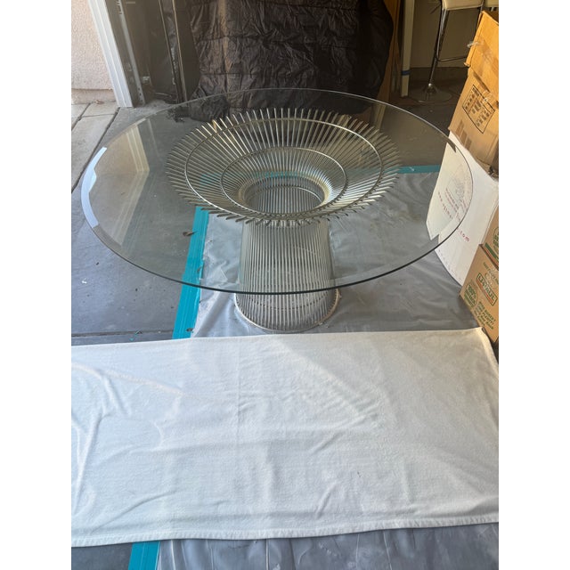 1970s Mid-Century Modern Nickel and Glass Dining Table Attributed to Warren Platner for Knoll For Sale - Image 5 of 8