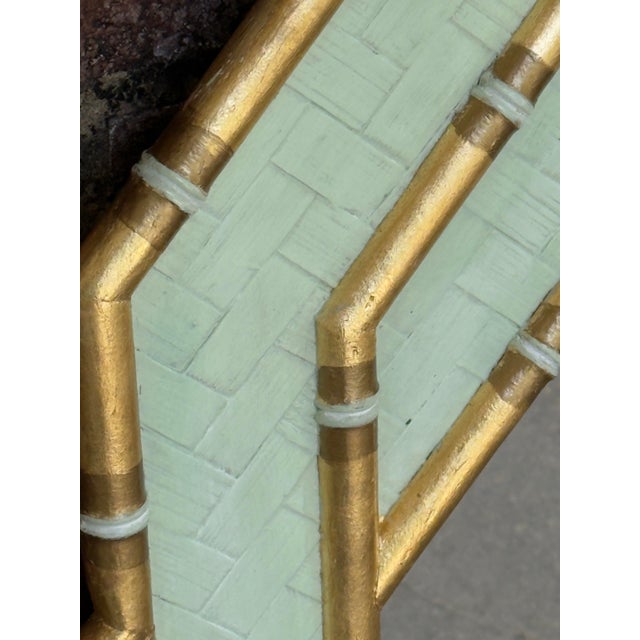 1980s Palm Beach Regency Octagonal Parcel Gilt Newly Painted Pistachio Green Faux Bamboo Wall Mirror For Sale - Image 9 of 12