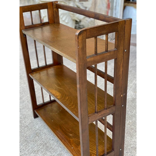 Vintage Traditional Mission Style Folding Etagere Bookshelf Stand
