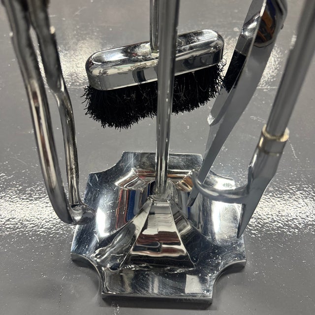 MCM Chrome Fireplace Tool Set For Sale - Image 11 of 12