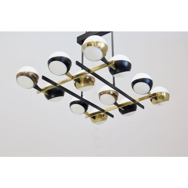 Vintage 12-Light Opal Glass and Metal Pendant Lamp from Stilnovo, 1958 For Sale - Image 18 of 18