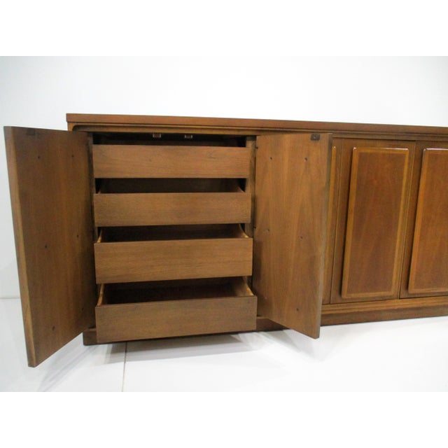 Wood Broyhill Mid Century Walnut Credenza Forward 70 Collection For Sale - Image 7 of 12