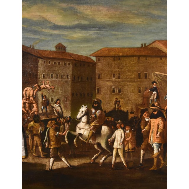 Workshop of Michelangelo Cerquozzi, Carnevale a Roma in Piazza Navona, 1650, Oil on Canvas For Sale - Image 10 of 14