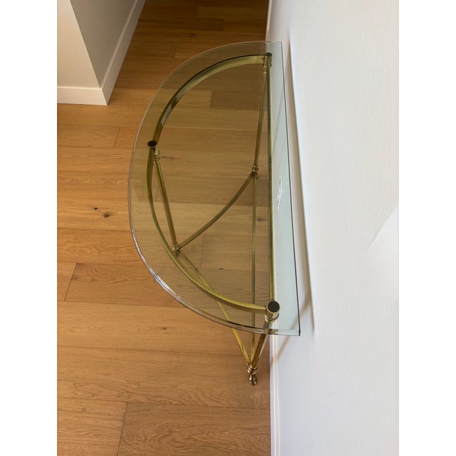 Vintage Italian Brass and Glass Demi-Lune Console Table For Sale - Image 14 of 18