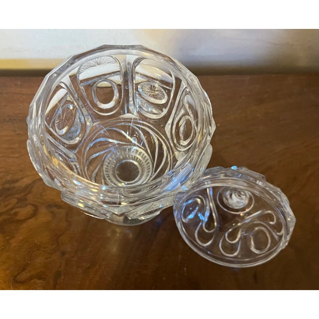 Glass Antique 19th Century French Belle Epoque Cut Crystal Glass Urn and Cover For Sale - Image 7 of 12