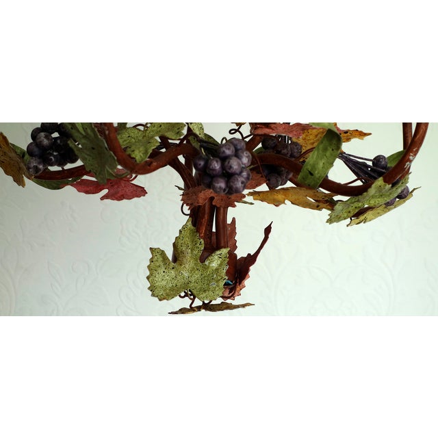 Italian Metal Grapes and Leaves Five-Light Chandelier, 1950s For Sale - Image 11 of 14