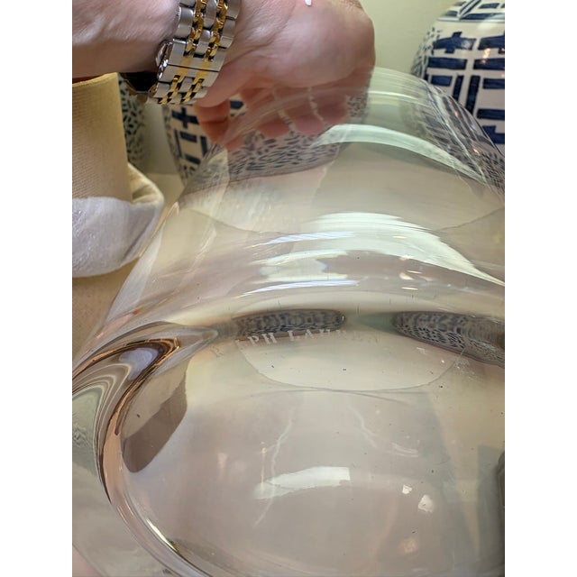 Ralph Lauren Home Garrett Equestrian Canvas Leather Ice Bucket With Glass Insert For Sale - Image 11 of 13