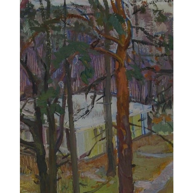 Realism Antique Impressionism Autumn Landscape Oil Painting on Cardboard 62-50 For Sale - Image 3 of 6