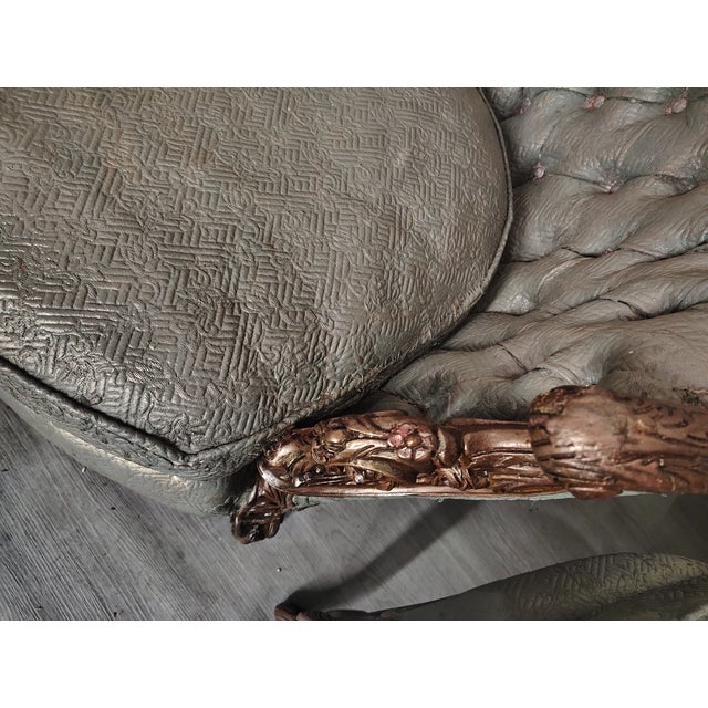 Wood Antique Hand Carved Victorian Sofa and Chair For Sale - Image 7 of 17