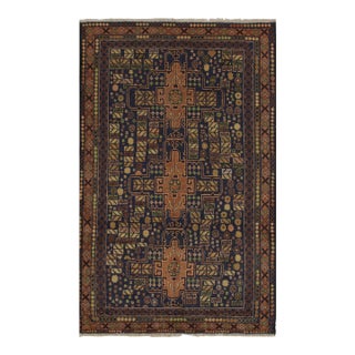Rug & Kilim’s Baluch Tribal Rug With Navy Blue and Brown Geometric Patterns For Sale