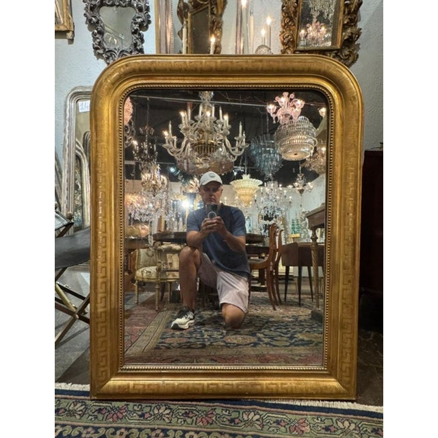 Traditional Fine 19th C. French Louis Philippe Mirror With Greek Key Frame For Sale - Image 3 of 5