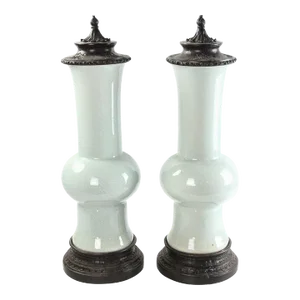 Chinese Celadon Porcelain Vases - A Pair