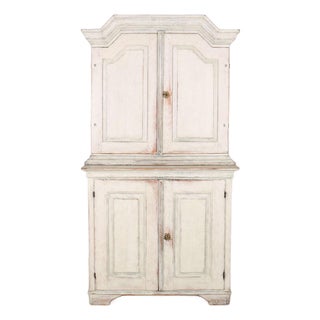 Swedish Painted Linen Cupboard For Sale