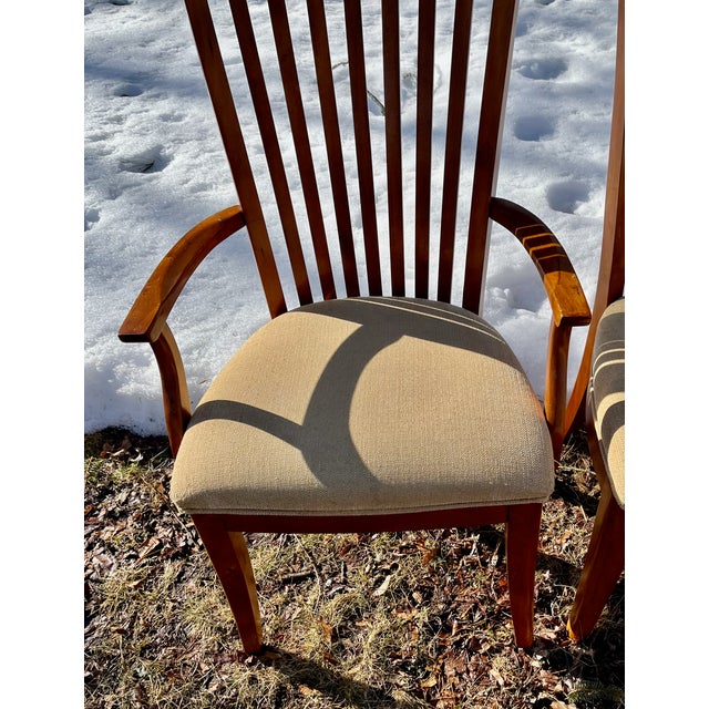 American Set 10 Dining Chairs Mission Shaker Amish Style Cherry Wood Slat Backs 2 Arms 8 Sides. For Sale - Image 3 of 8