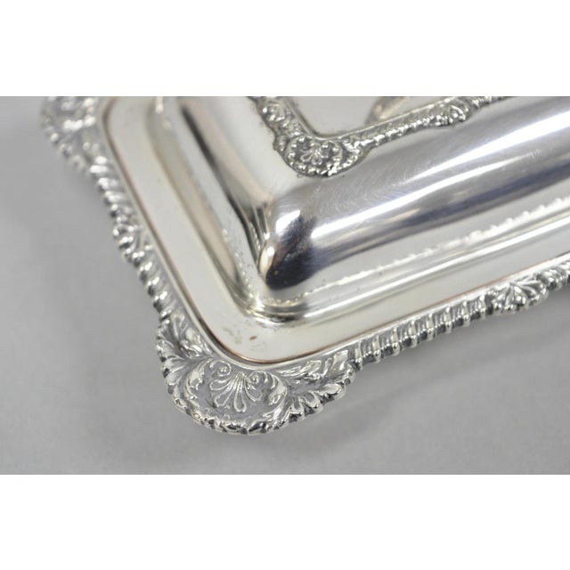 Vintage Miniature Sheffield England Silver Plated Covered Serving Dish Platter - Set of 2 For Sale - Image 17 of 18