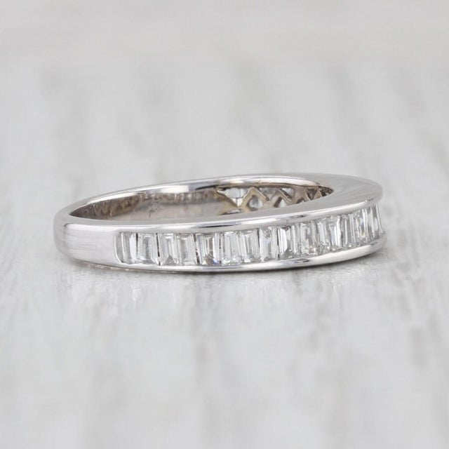0.70ctw Diamond Wedding Band 14k White Gold Size 5.5 Stackable Anniversary Ring For Sale In Greensboro - Image 6 of 8