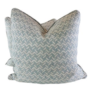 Fermoie "Chiltern" in Color 008 Aqua 22" Pillows-A Pair For Sale