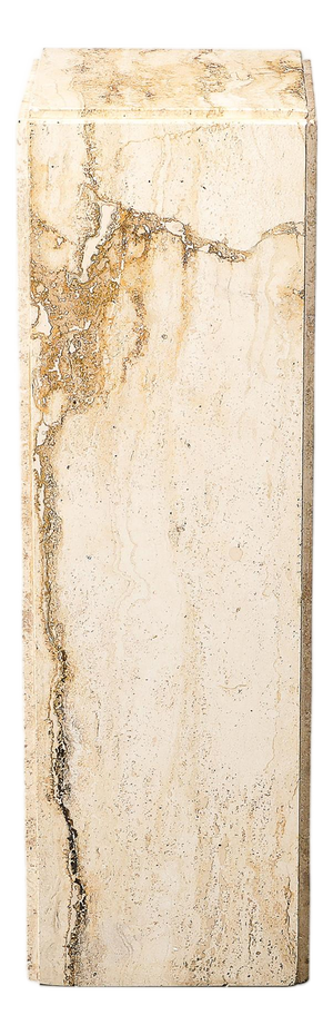 Mid-Century Modernist Rectilinear Travertine Pedestal With Stepped Detailing