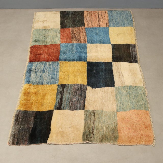 Middle Eastern Checkered Gabbeh Rug For Sale - Image 3 of 8