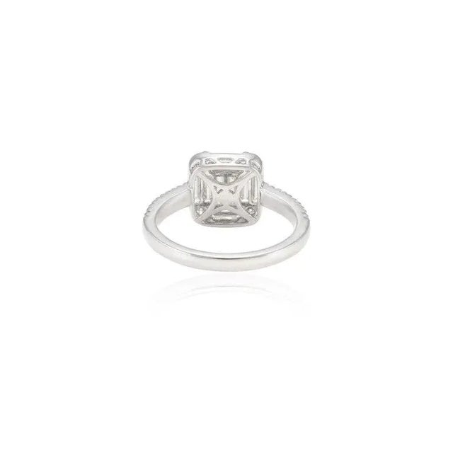 Not Yet Made - Made To Order 1 Carat Diamond Cluster Engagement Ring for Women in 18k Solid White Gold Size 7 For Sale - Image 5 of 11