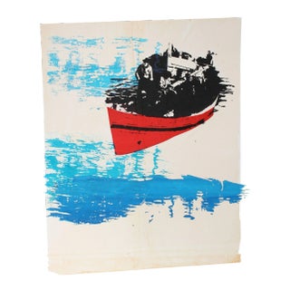 Barbara Lewis "Fisherman (No. 3)" Abstracted Seascape Serigraph, 1972 1972 For Sale