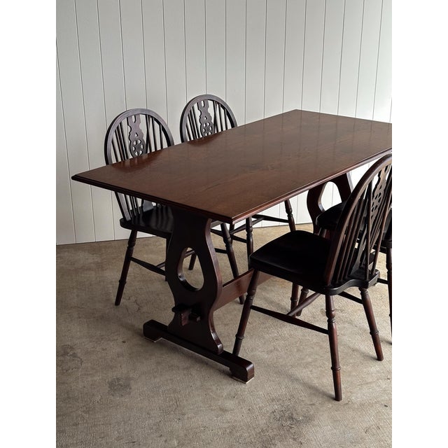 Vintage Old World Architectural Oak Trestle Dining Table For Sale - Image 13 of 13