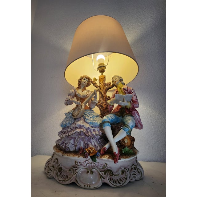 White Large Floor Lamp from Capodimonte, 1930s For Sale - Image 8 of 18