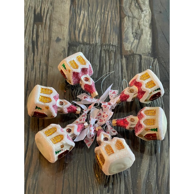 Vintage European blown glass Handpainted Christmas Ornaments. Christmas Church figurines.