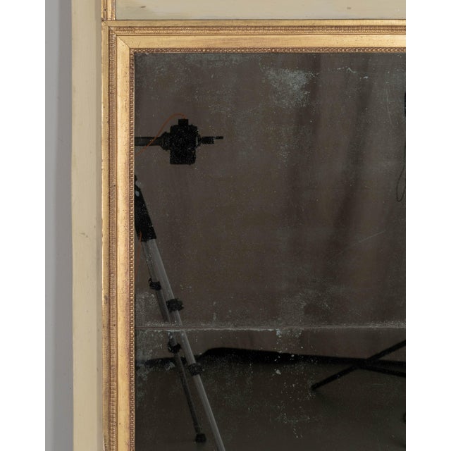 Wood Louis XVI Style Trumeau Mirror, Painted Pine Frame, Gilded Trim, 1900s For Sale - Image 7 of 12