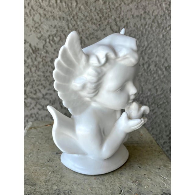 Circa 1960 Petite Bisque Porcelain Angel & Dove Vase, Japan For Sale In Austin - Image 6 of 12