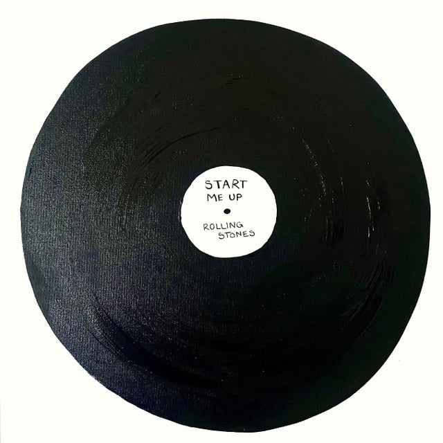 Abstract Vinyl Record Painting, Start Me Up by Rolling Stones For Sale