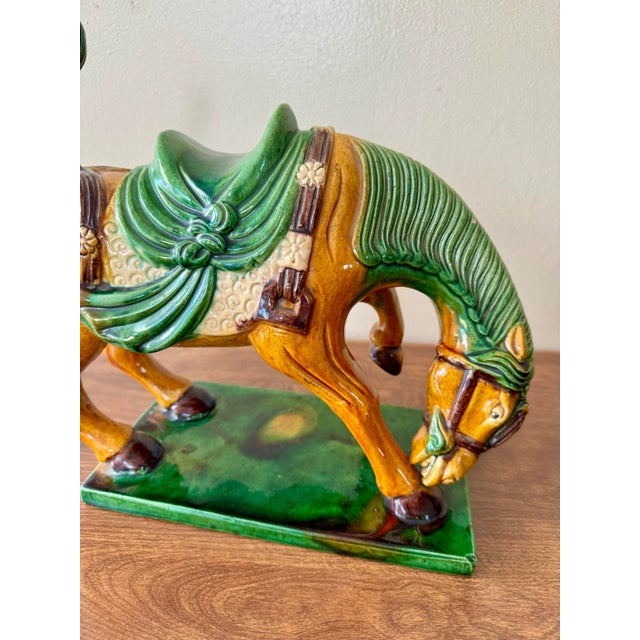 Hollywood Regency Large Mid-Century Chinese Tang Dynasty Style Horse Figurine For Sale - Image 3 of 10