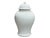 White Monochrome Round Relief Floral Motif Ceramic General Temple Jar For Sale - Image 4 of 14