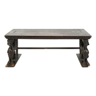 Antique Late 19th C Hand Carved Griffins Renaissance Revival Bench For Sale