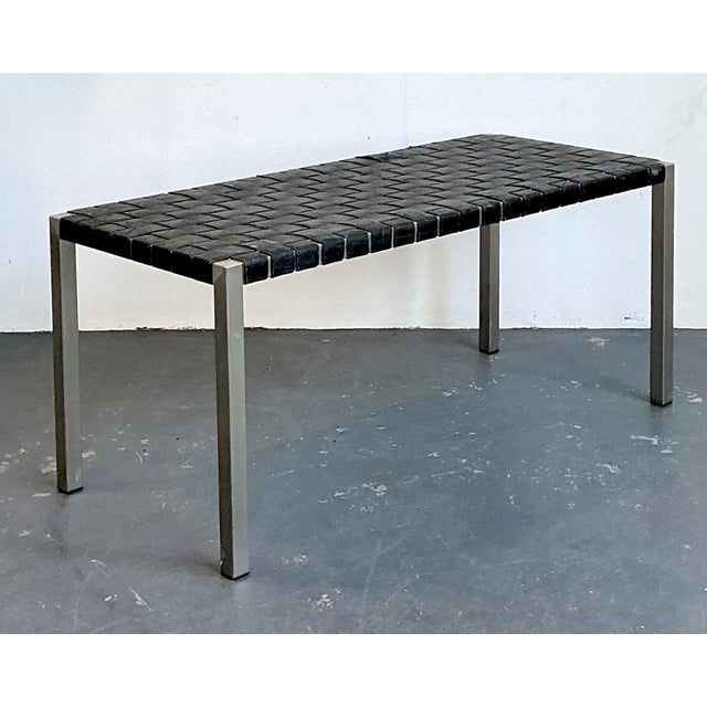 Vintage Ralph Lauren Woven Leather Bench For Sale - Image 10 of 15