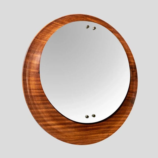 Circular Teak Plywood Frame Mirror by Stilcasa For Sale - Image 10 of 11
