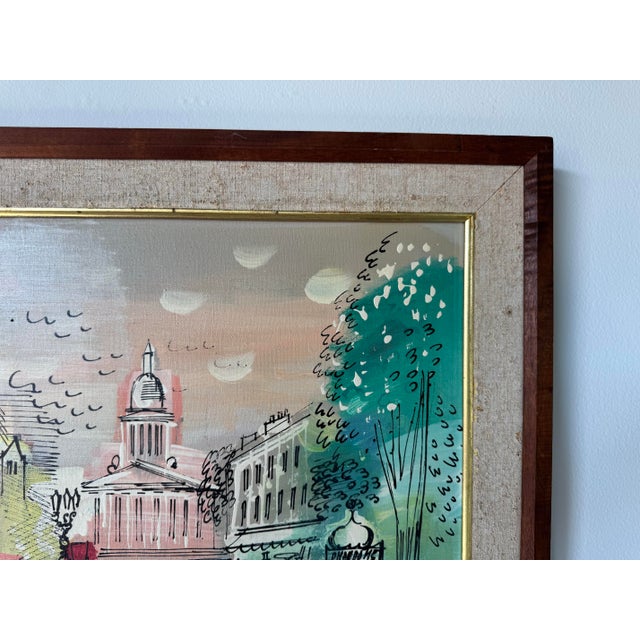 Wood Charles Cobelle (1902–1994) Parisian Landscape Oil on Canvas Painting, Framed For Sale - Image 7 of 11